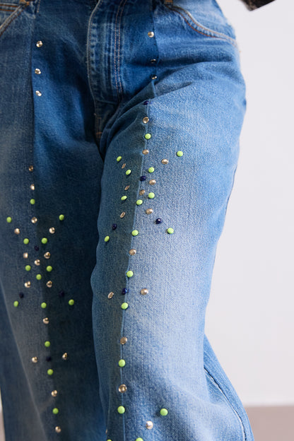 REWORKED DOUBLE PANEL HARDWARE JEANS