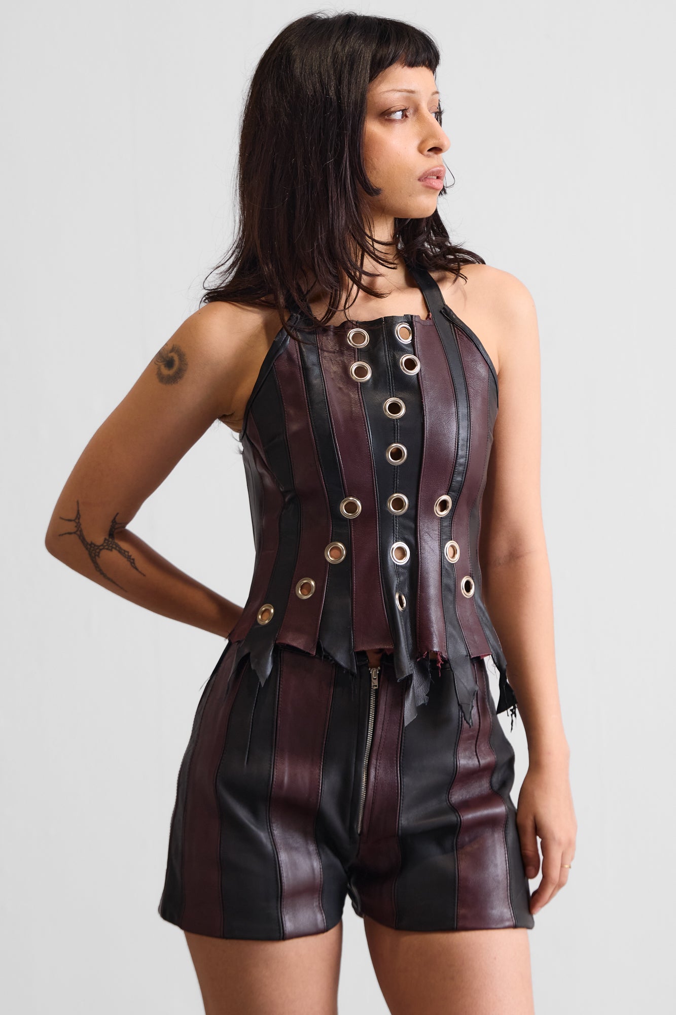 LEATHER REMNANT PANEL SHORTS