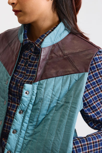 LEATHER DETAIL PUFFER VEST