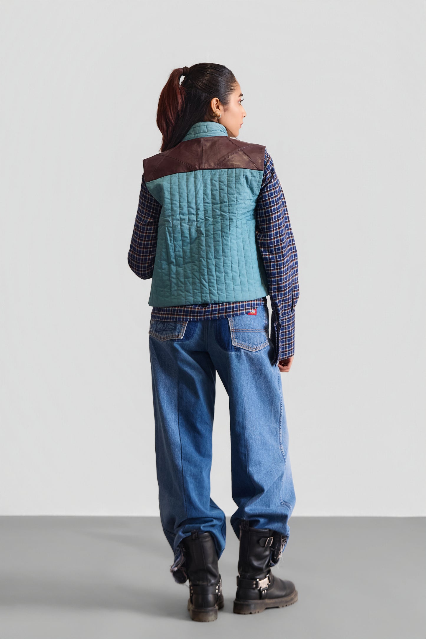 LEATHER DETAIL PUFFER VEST